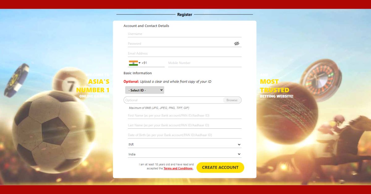 dafabet register form