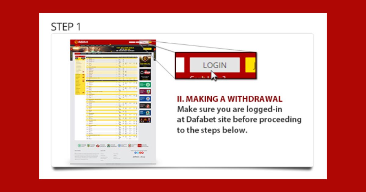 dafabet withdraw step 1