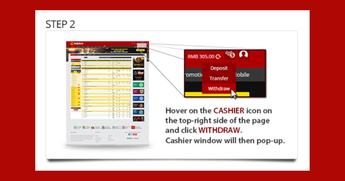 dafabet withdraw step 2