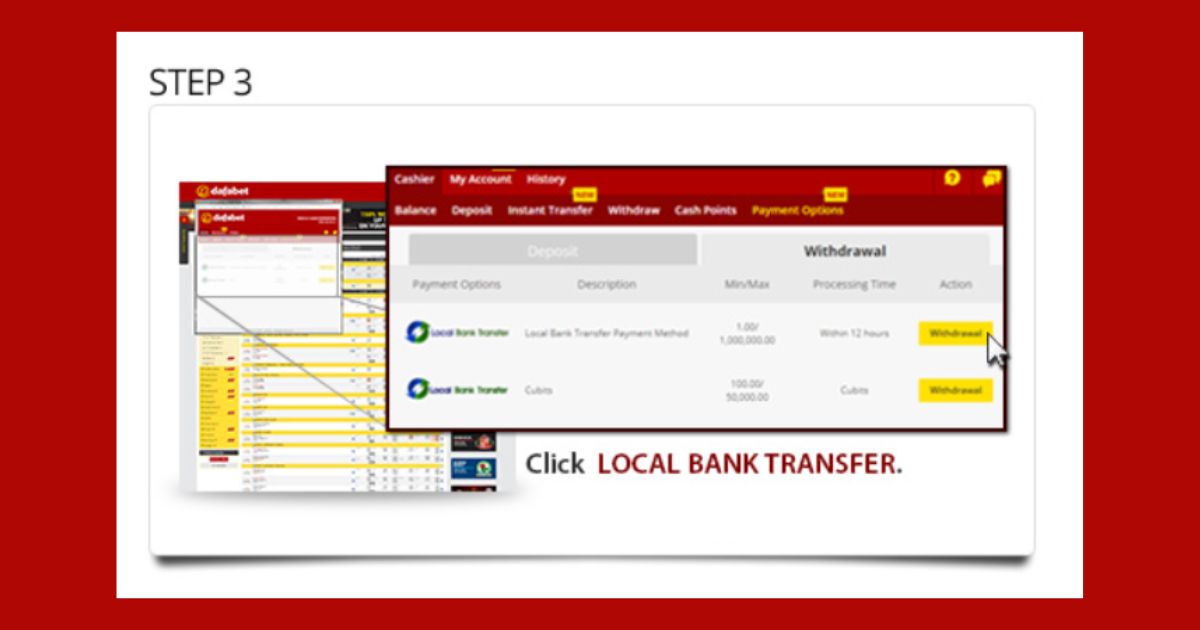 dafabet withdraw step 3