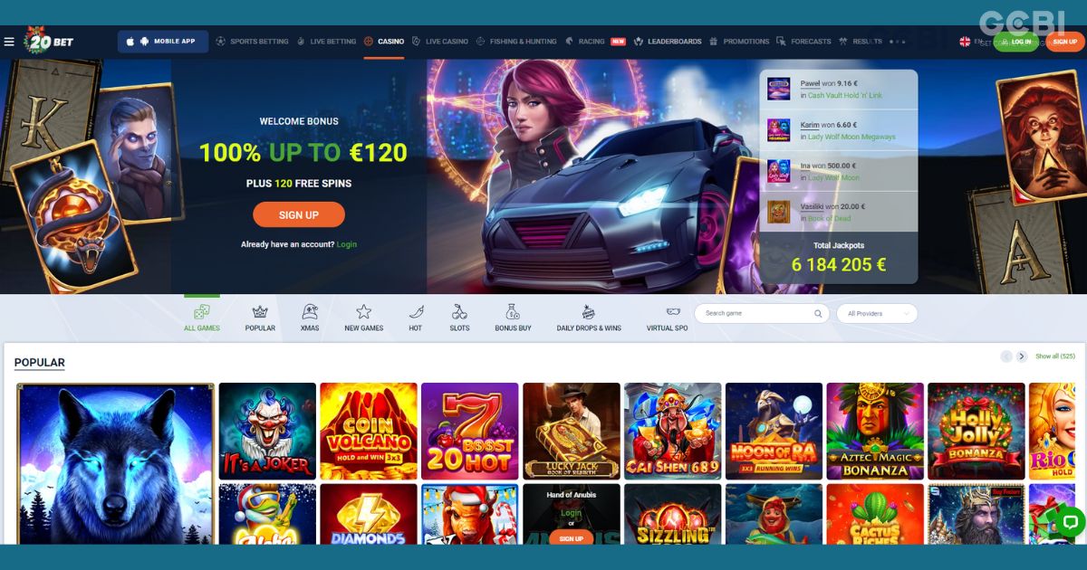 20bet review casino sceenshot