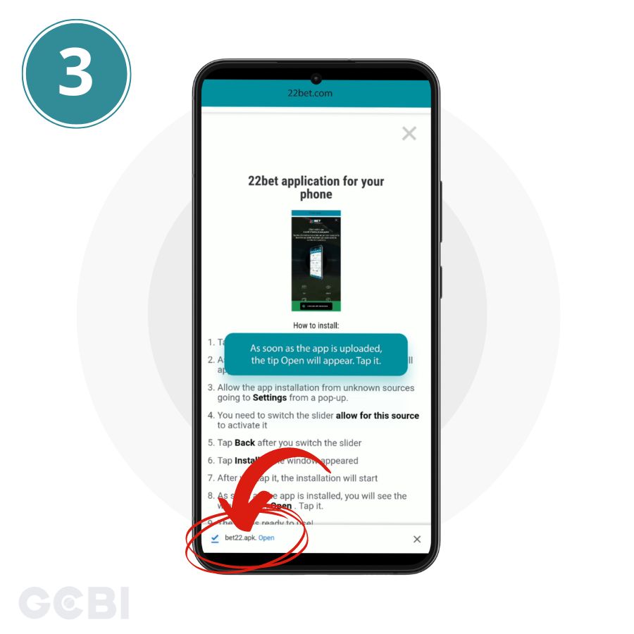 22bet app download install step 3