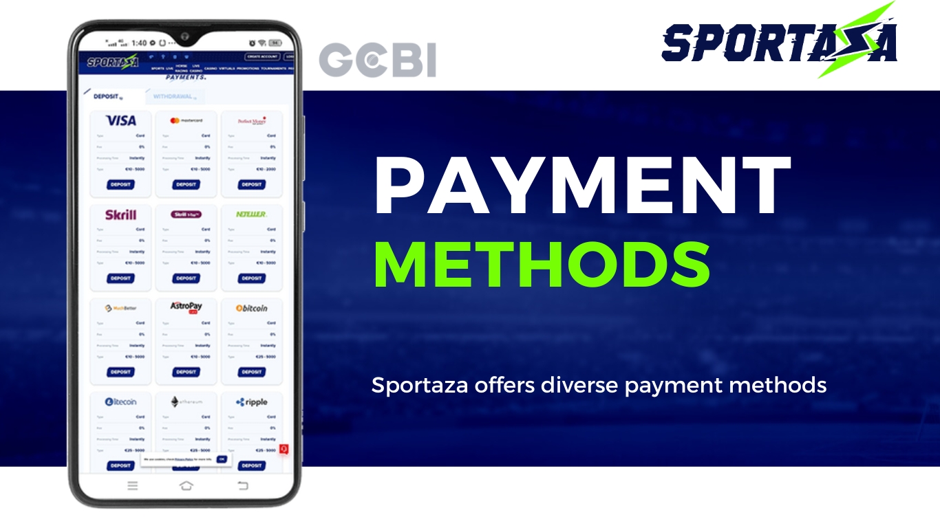 sportaza payment methods available