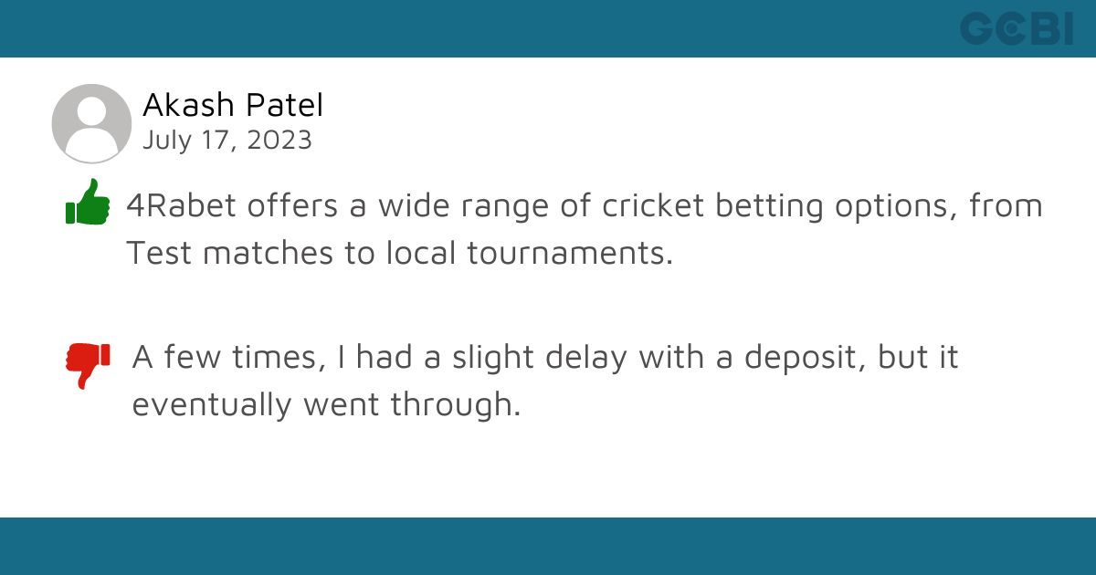 4rabet cricket customer review by Akash